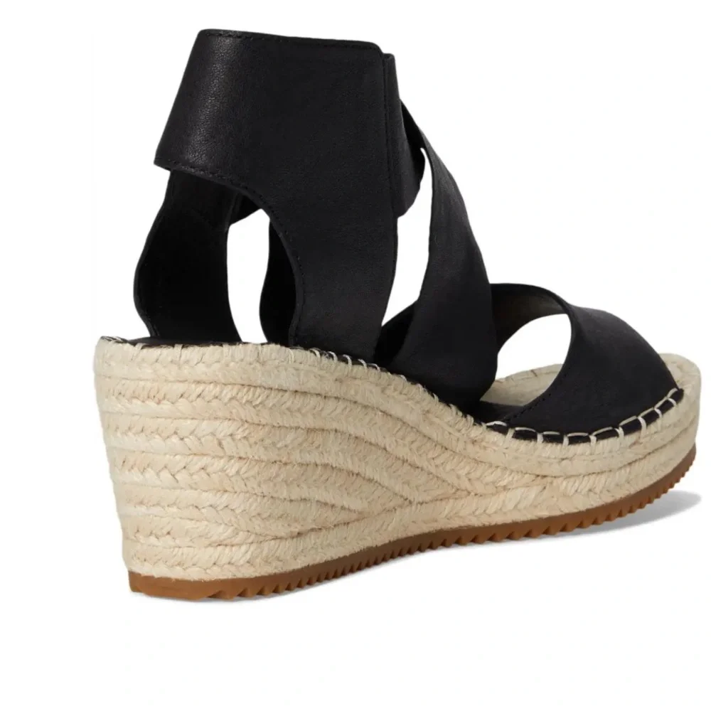 Eileen Fisher NEW Willow Black Wedge Sandals Size 8
